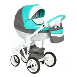 D105 - Детская коляска Adamex Monte Carbon Eko кожа 100% 2 в 1